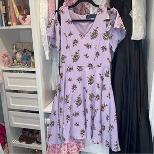 Purple floral mini dress